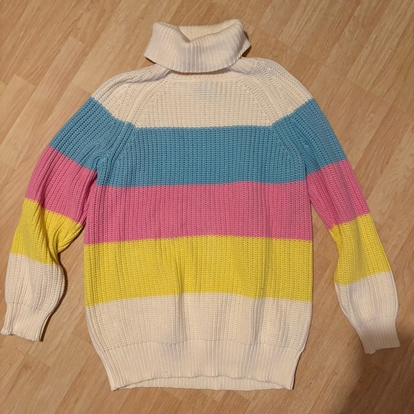 Lazy Oaf Colorful Striped Turtleneck Sweater Sz S - Picture 2 of 4